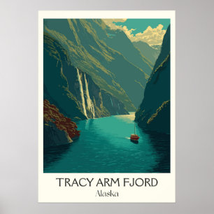 Affiche Fjord Tracy Arm Alaska Cascade Glacier