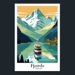 Affiche Fjords Norvège Voyage Art Vintage Illustration<br><div class="desc">Fjords Norvège Voyage Art Vintage Illustration</div>