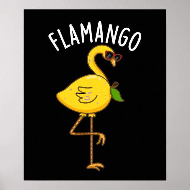 Affiche Fla-mangue Funny Flamant rose Pun Dark BG (Devant)
