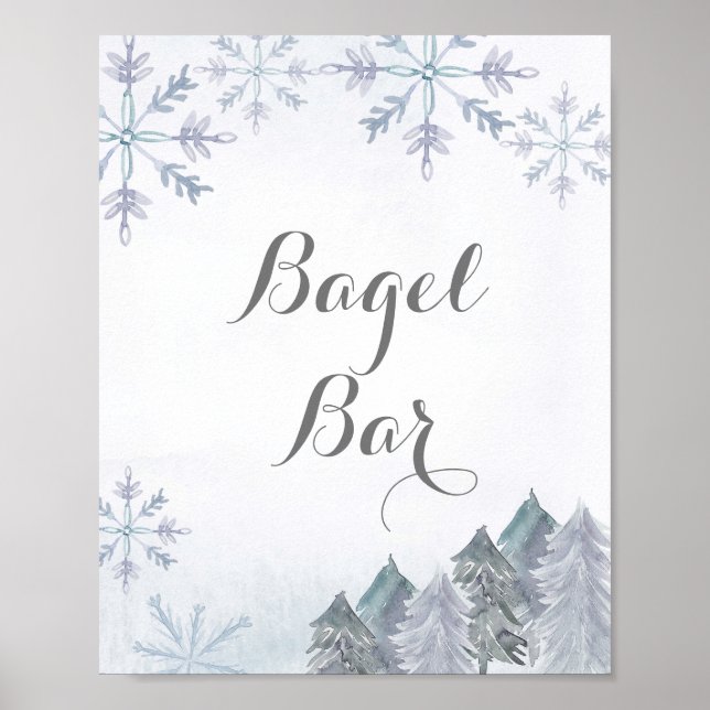 Affiche Flacon de neige d'hiver aquarelle Baguette Panneau (Devant)
