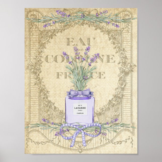 Affiche Flacon de parfum à la lavande française (Devant)
