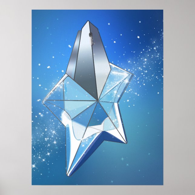 Affiche Flacon de parfum Blue Sparkle Star Glam (Devant)
