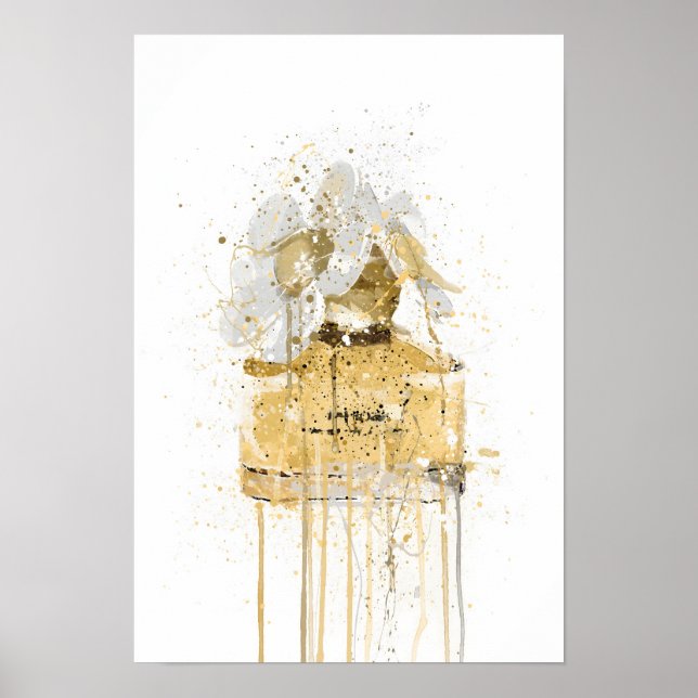 Affiche Flacon de parfum 'Jaune' pour Noël (Devant)
