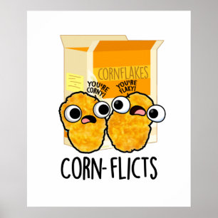 Affiche Flacons de maïs amusant Flakes Pun