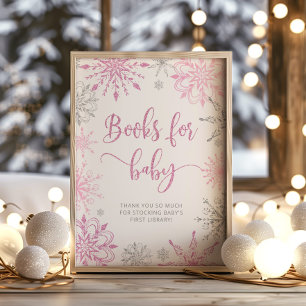 Affiche Flacons de neige rose argent Livres pour bébé