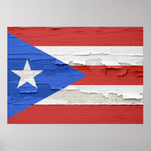 Affiche Flag of Puerto Rico Weathered