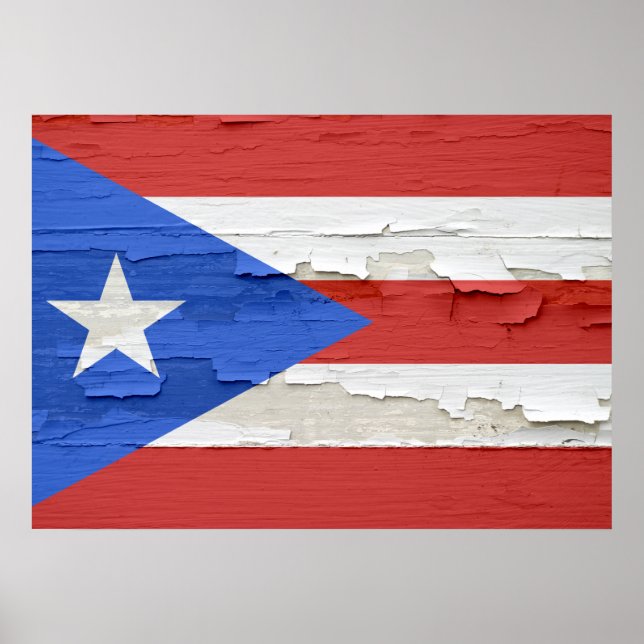 Affiche Flag of Puerto Rico Weathered (Devant)