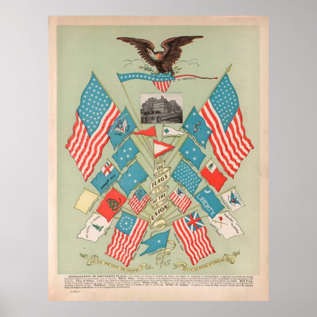 Affiche Flags of American History (1901) Historic USA (Devant)
