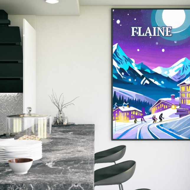 Affiche Flaine : Art Moderne dans les Alpes enneigées (Créateur téléchargé)