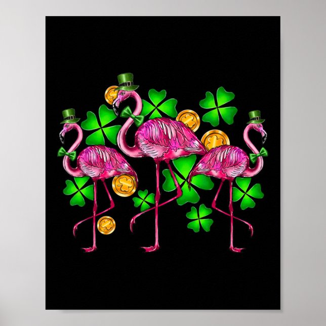 Affiche Flamant irlandais Fête de la Saint-Patrick Oiseaux (Devant)