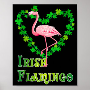 Affiche Flamant irlandais vert Saint Patrick jour chanceux
