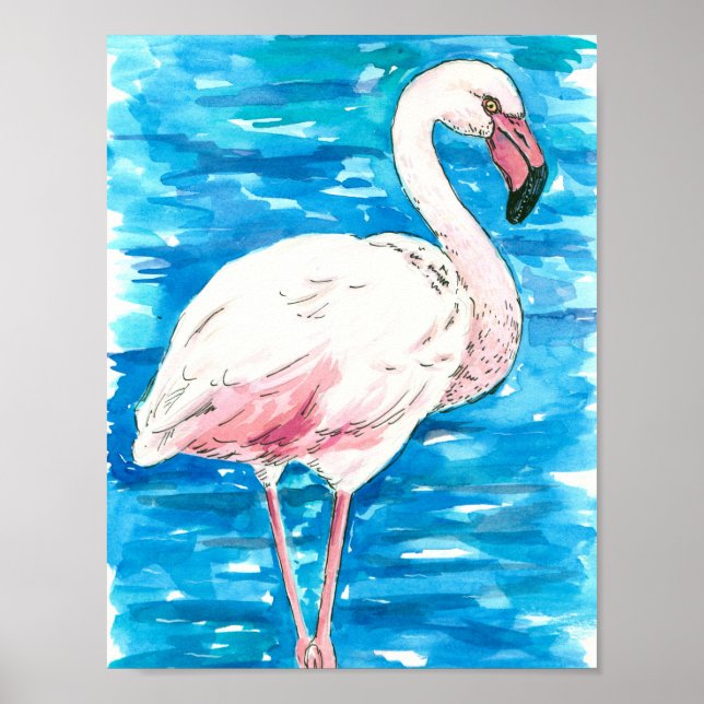 Affiche flamant rose (Devant)
