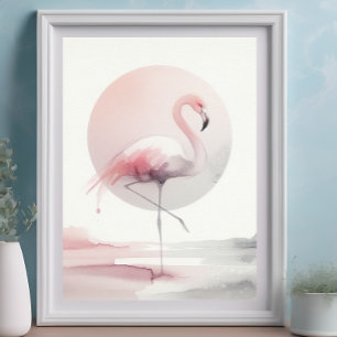 Affiche Flamant rose Abstrait Maisons modernes et branchée