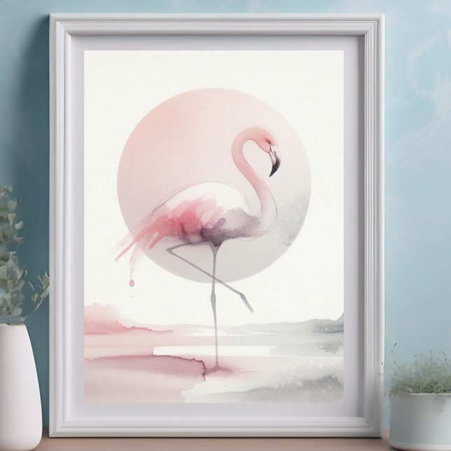 Affiche Flamant rose Abstrait Maisons modernes et branchée (Créateur téléchargé)