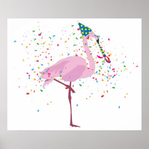 Affiche Flamant rose - Animaux ayant une fête