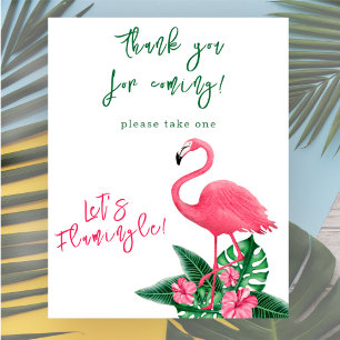 Affiche Flamant rose aquarelle Baby shower merci