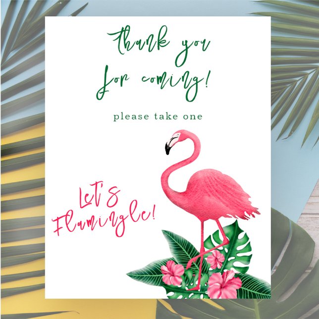 Affiche Flamant rose aquarelle Baby shower merci (Créateur téléchargé)