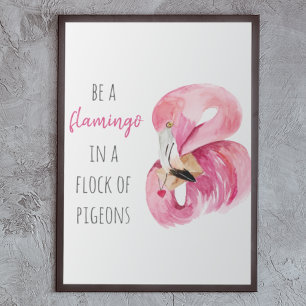 Affiche Flamant rose Aquarelle Exotique Rose Moderne Avec