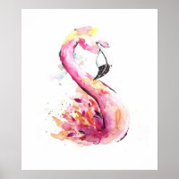 Flamant rose aquarelle | Flamant rose drôle