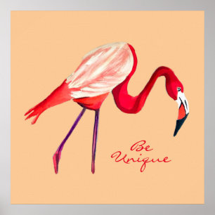 Affiche Flamant rose aquarelle jolie art
