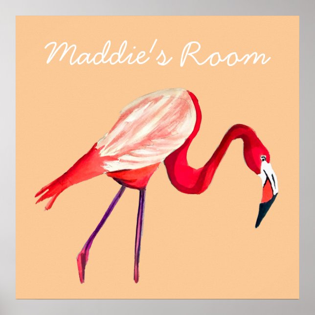 Affiche Flamant rose aquarelle jolie art (Devant)