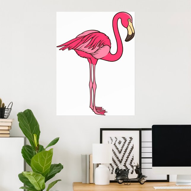 Affiche Flamant Rose Avec De Longues Pattes (Créateur téléchargé)