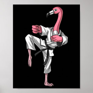 Affiche Flamant rose Bird Karate Ninja Kickboxe Taekwondo