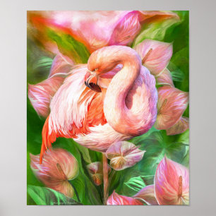 Affiche Flamant rose-Blooming In Paradise Art Poster/Impri