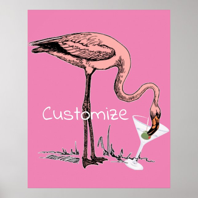 Affiche Flamant rose Boire Martini Thunder_Cove (Devant)