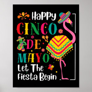 Affiche Flamant rose Cinco De Mayo Fiesta Mexicaine Pour H
