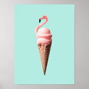 AFFICHE FLAMANT ROSE CONE