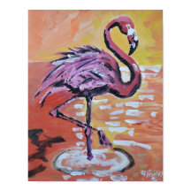 Flamant Rose Coucher de Soleil Vibrant