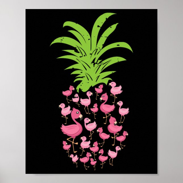 Affiche Flamant rose D'Ananas Plages D'Aloha Hawaii - Bir  (Devant)