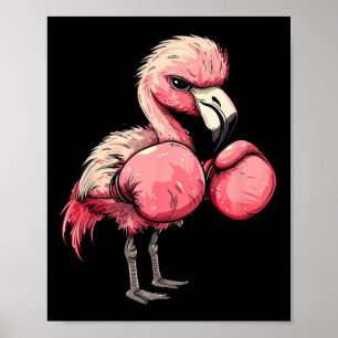 Affiche Flamant rose De Boxe Drôle Avec Gants Roses Enfant