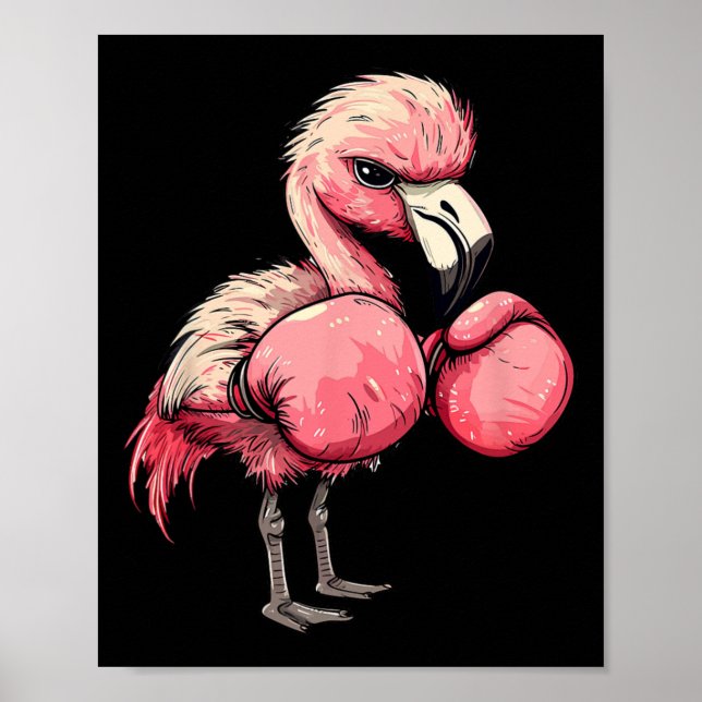 Affiche Flamant rose De Boxe Drôle Avec Gants Roses Enfant (Devant)
