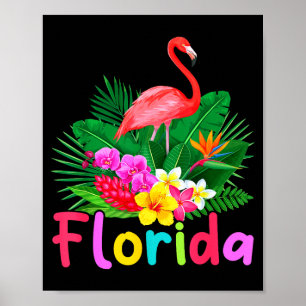 Affiche Flamant rose de Floride plante tropicale vacances