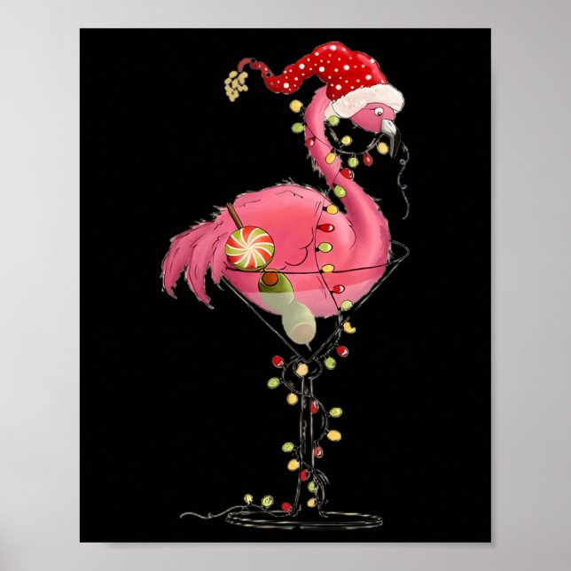 Affiche Flamant rose De Noël À Martini Gl Pour Tropical Ho (Devant)