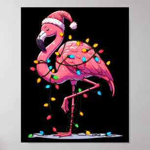Affiche Flamant rose de Noël Lover Père Noël Xmas Femmes H