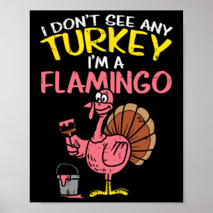 Affiche Flamant rose de Turquie rose amusant Thanksgiving