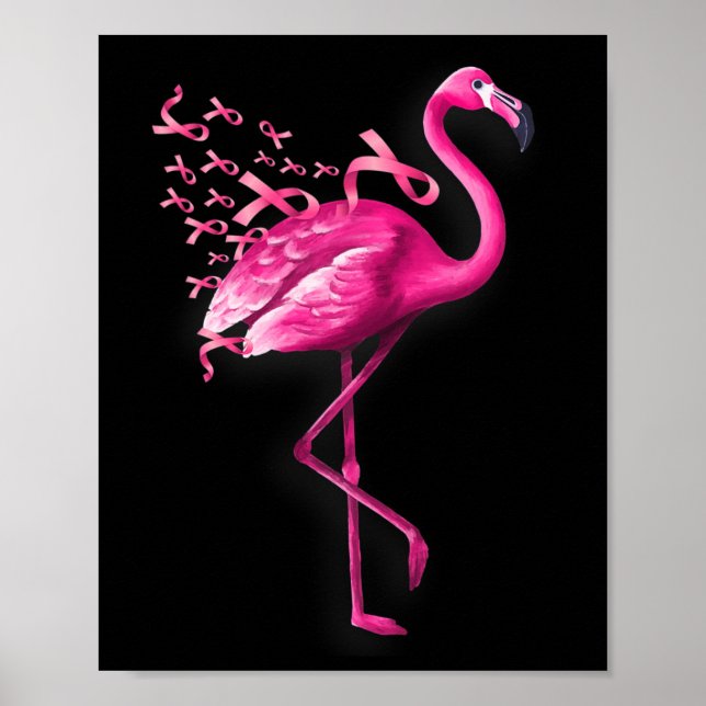 Affiche Flamant rose des oiseaux Sensibilisation au cancer (Devant)