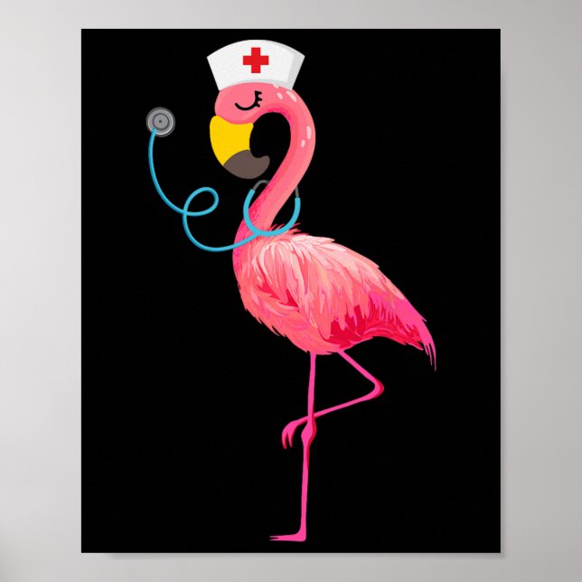 Affiche Flamant rose d'infirmière - Amusant de Flamant ros (Devant)
