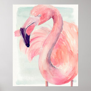 Affiche Flamant rose en pastel
