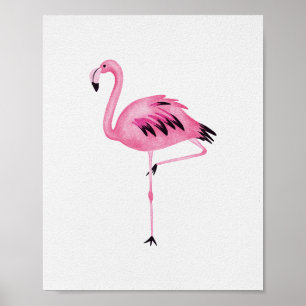 Affiche Flamant Rose Fantaisiste Oiseau Aquarelle