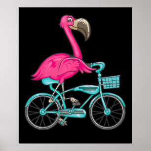 Affiche Flamant rose   Flamant rose À Vélo Cool Vélos