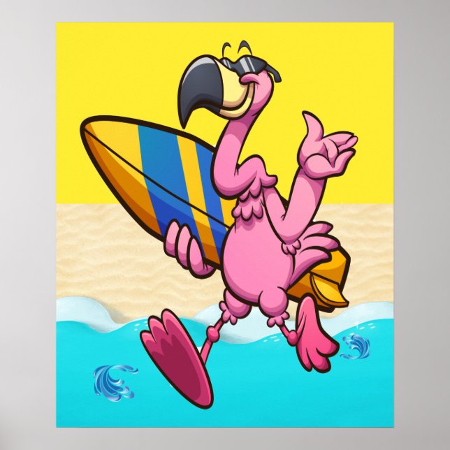 Affiche Flamant rose Fun (Devant)