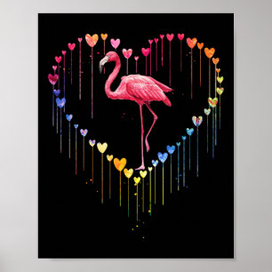 Affiche Flamant rose Gentil Dans L'Amour Du Coeur Pour Les