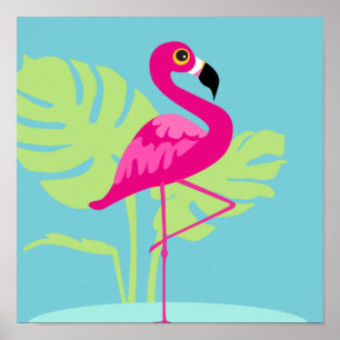 Affiche Flamant rose imprimé graphique tropical