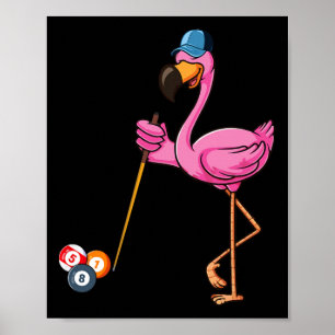 Affiche Flamant rose Jouer Billard Costume Billard Playe