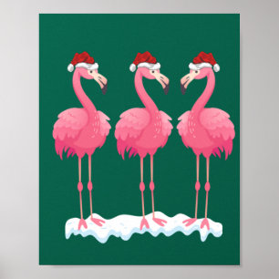 Affiche Flamant rose Lover Xmas Éclairage Père Noël Flaman