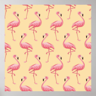 Affiche Flamant rose motif arrière - plan transparent. Fla